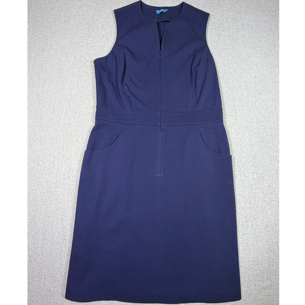 J. McLaughlin Women 12 Blue Sleeveless Knit Shift Knee Length Lightweight Dress